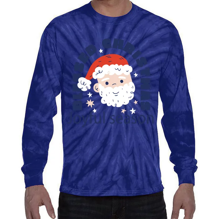 Blessed Christmas Joyful Season Santa Claus Tie-Dye Long Sleeve Shirt