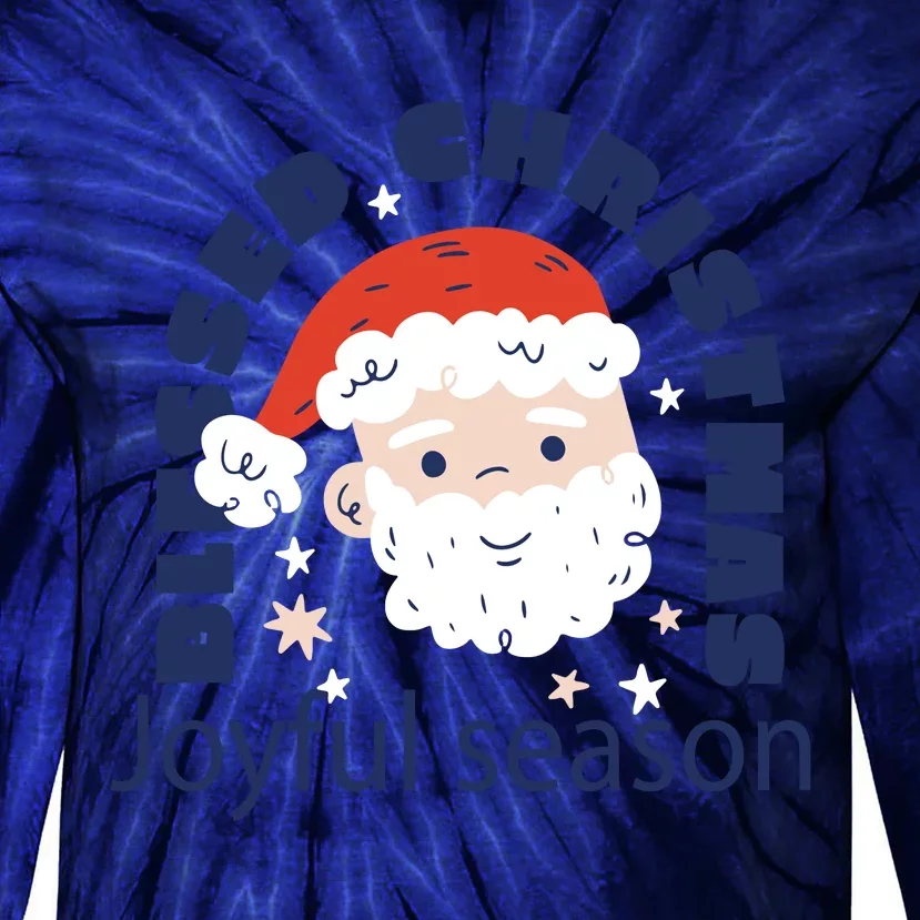 Blessed Christmas Joyful Season Santa Claus Tie-Dye Long Sleeve Shirt