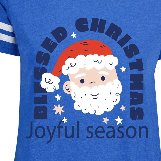 Blessed Christmas Joyful Season Santa Claus Enza Ladies Jersey Football T-Shirt