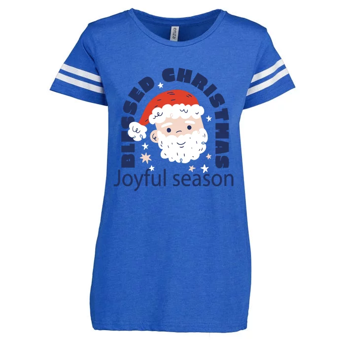 Blessed Christmas Joyful Season Santa Claus Enza Ladies Jersey Football T-Shirt