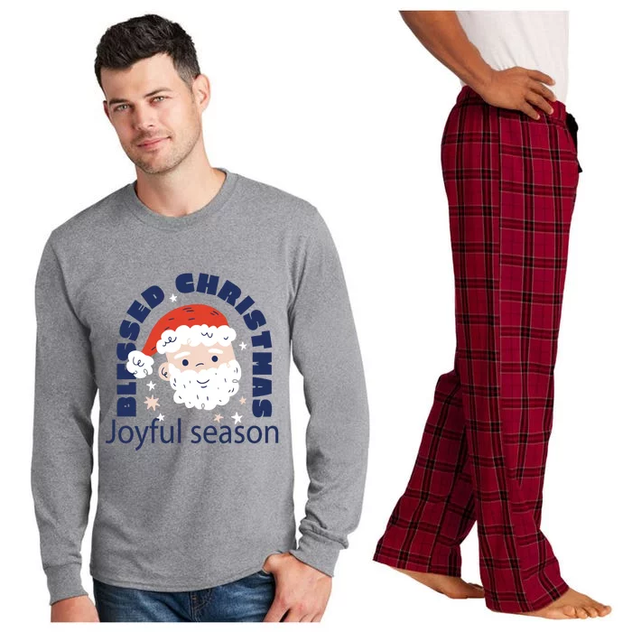 Blessed Christmas Joyful Season Santa Claus Long Sleeve Pajama Set