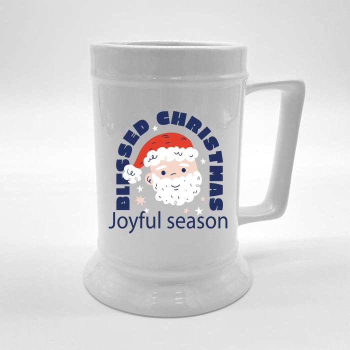 Blessed Christmas Joyful Season Santa Claus Front & Back Beer Stein