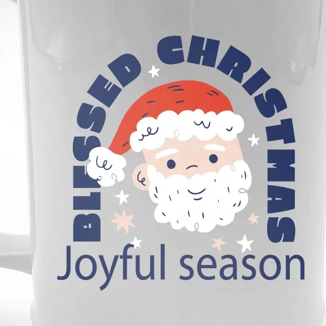 Blessed Christmas Joyful Season Santa Claus Front & Back Beer Stein