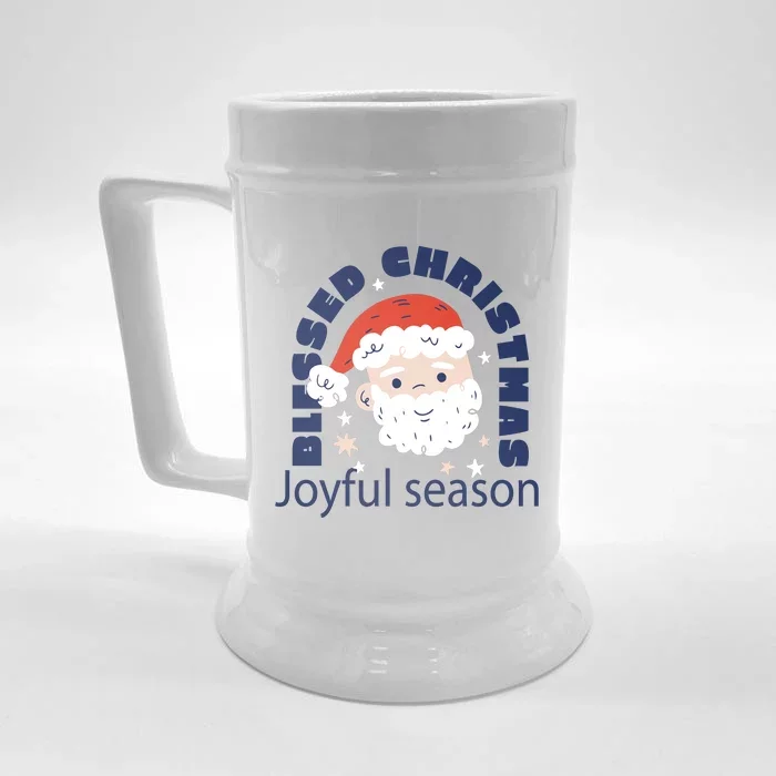 Blessed Christmas Joyful Season Santa Claus Front & Back Beer Stein