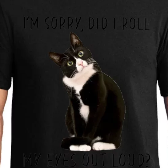 Black Cat Kitten I'm Sorry Did I Roll My Eyes Out Loud Funny Gift Pajama Set