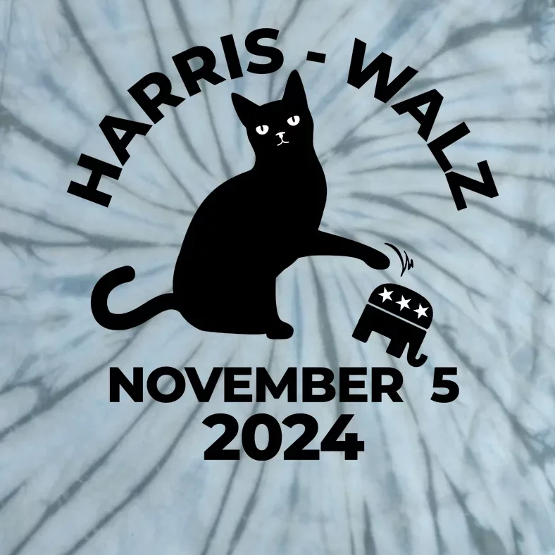 Black Cat Knock Trump Elephant Harris Walz November 5th 2024 Tie-Dye T-Shirt