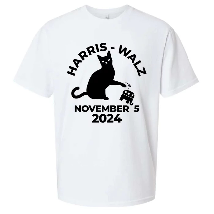 Black Cat Knock Trump Elephant Harris Walz November 5th 2024 Sueded Cloud Jersey T-Shirt