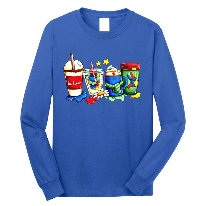 Be Coffee Kind Cool Graphic Autism Awareness Acceptance Funny Gift Long Sleeve Shirt