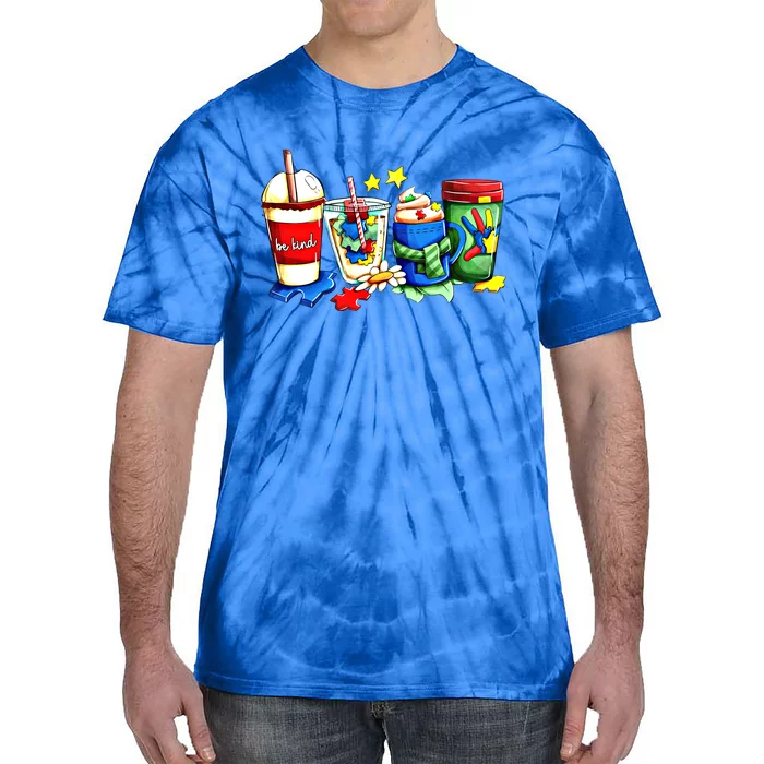 Be Coffee Kind Cool Graphic Autism Awareness Acceptance Funny Gift Tie-Dye T-Shirt