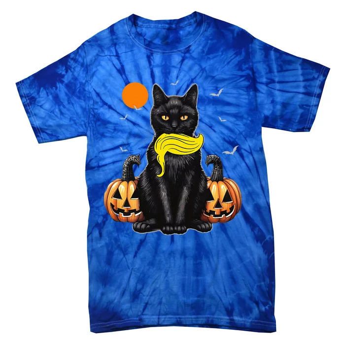 Black Cat Kamala Harris Halloween Trump Hair Tie-Dye T-Shirt