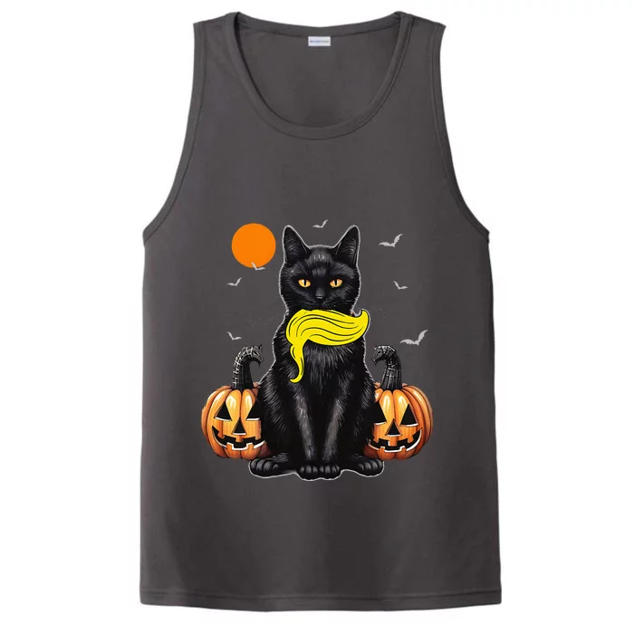 Black Cat Kamala Harris Halloween Trump Hair Performance Tank