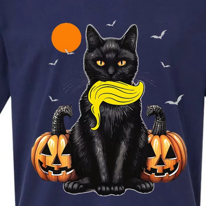 Black Cat Kamala Harris Halloween Trump Hair Sueded Cloud Jersey T-Shirt