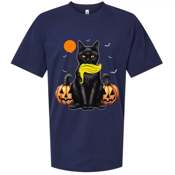 Black Cat Kamala Harris Halloween Trump Hair Sueded Cloud Jersey T-Shirt