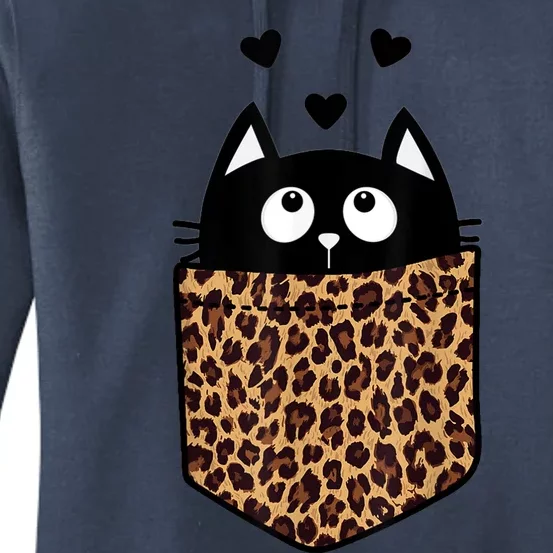 Black Cat Kitty In Leopard Pocket Halloween Costume Girl Boy Women's Pullover Hoodie