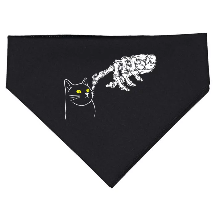 Black Cat Lover Skeleton Hand USA-Made Doggie Bandana