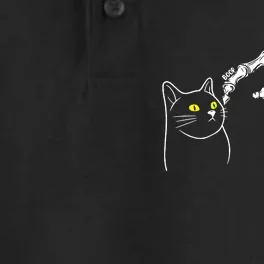 Black Cat Lover Skeleton Hand Dry Zone Grid Performance Polo