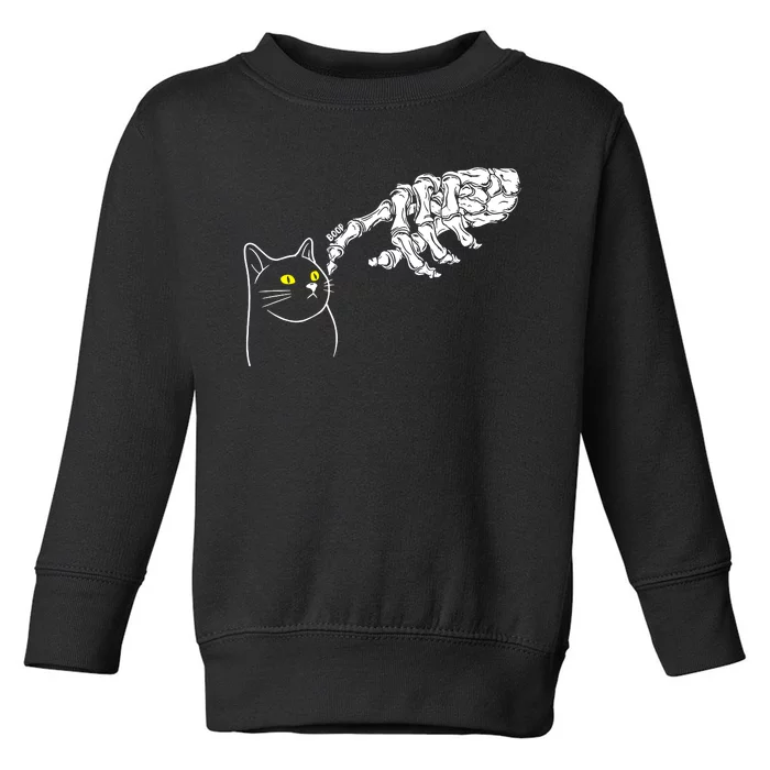 Black Cat Lover Skeleton Hand Toddler Sweatshirt