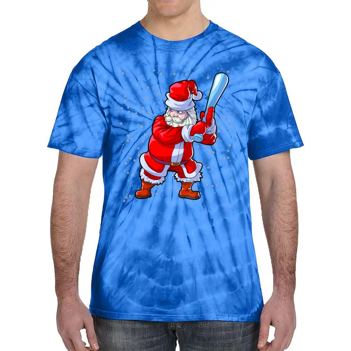 Baseball Christmas Lover Funny Softball Santa Claus Gift Tie-Dye T-Shirt