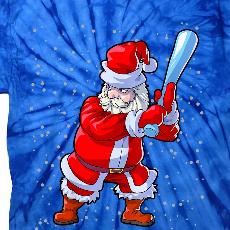 Baseball Christmas Lover Funny Softball Santa Claus Gift Tie-Dye T-Shirt