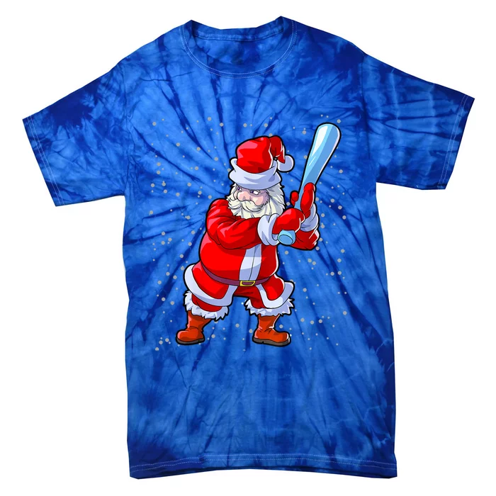 Baseball Christmas Lover Funny Softball Santa Claus Gift Tie-Dye T-Shirt