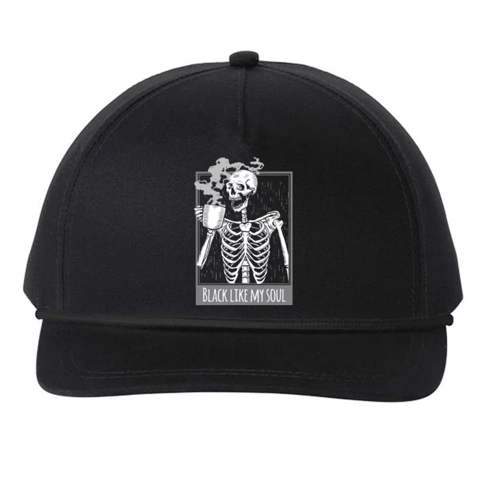 Black Coffee Like My Soul Skeleton Funny Cool Gift Snapback Five-Panel Rope Hat