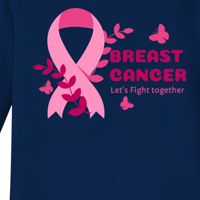 Breast Cancer LetS Fight Together Ribbon Baby Long Sleeve Bodysuit