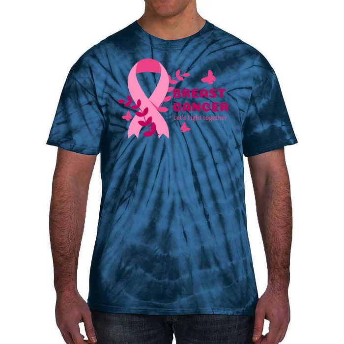 Breast Cancer LetS Fight Together Ribbon Tie-Dye T-Shirt