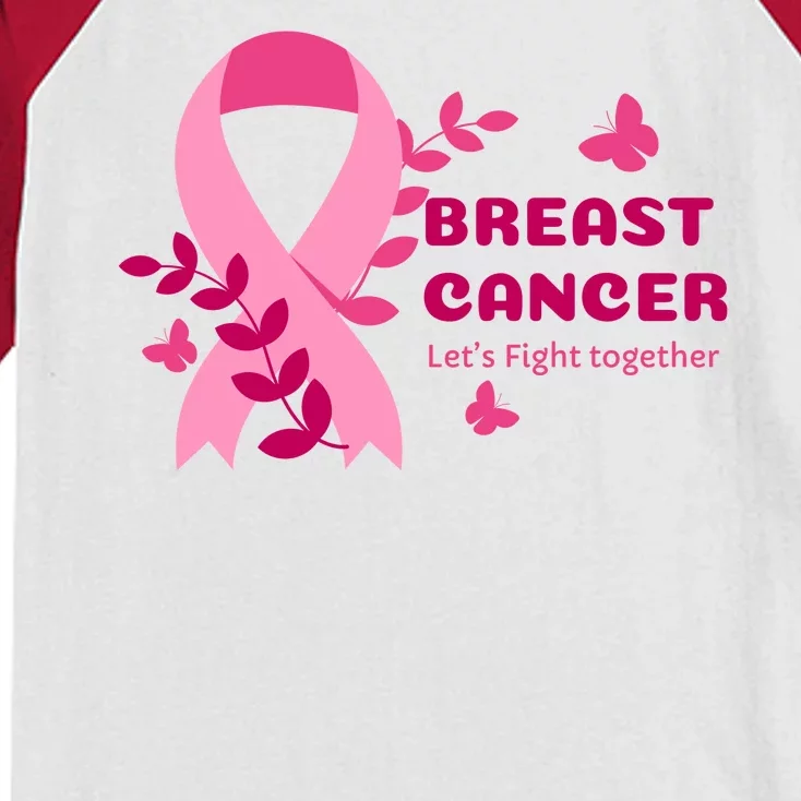 Breast Cancer LetS Fight Together Ribbon Kids Colorblock Raglan Jersey