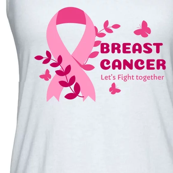 Breast Cancer LetS Fight Together Ribbon Ladies Essential Flowy Tank