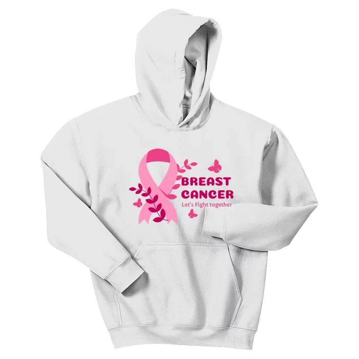 Breast Cancer LetS Fight Together Ribbon Kids Hoodie