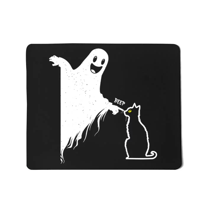 Black Cat Lover Funny Ghost Poking Nose Cute Halloween Gift Mousepad