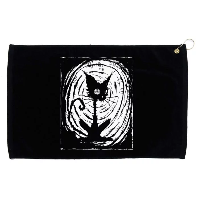 Black Cat Lazy Halloween Costume Scary Creepy Grommeted Golf Towel