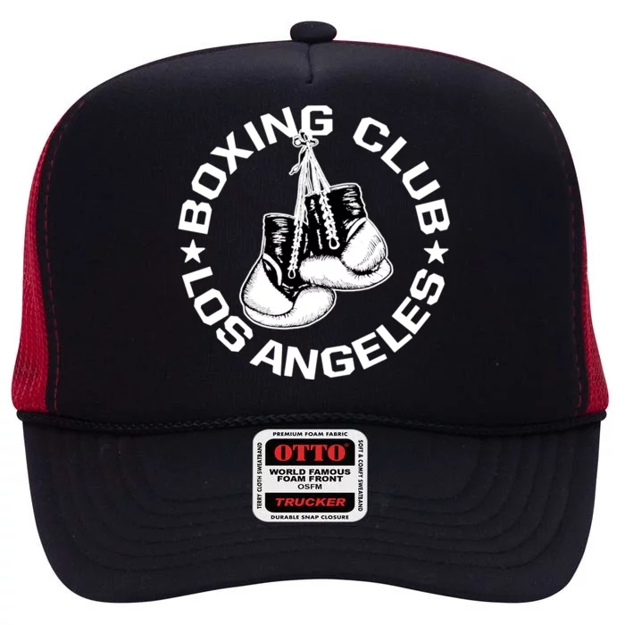 Boxing Club Los Angeles Gloves Graphic Boxing Lover Gift High Crown Mesh Trucker Hat