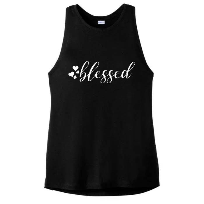 Blessed Cute Love Hearts Ladies Tri-Blend Wicking Tank