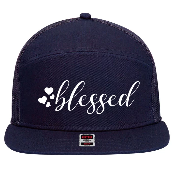 Blessed Cute Love Hearts 7 Panel Mesh Trucker Snapback Hat