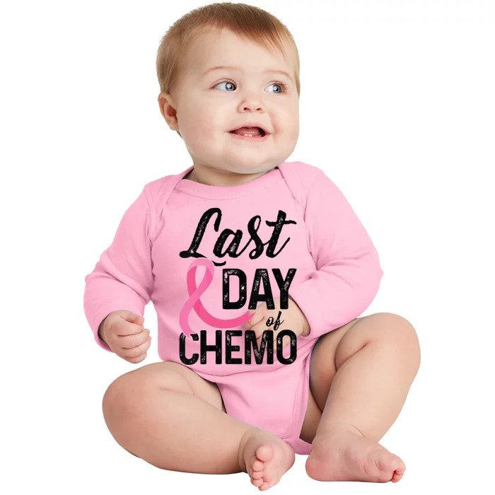 Breast Cancer Last Day Of Chemo Therapy Survivor Pink Gift Baby Long Sleeve Bodysuit