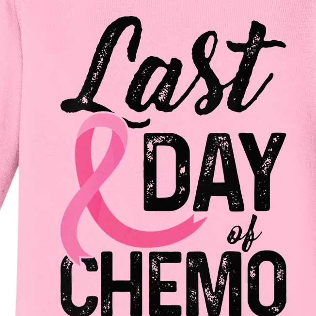 Breast Cancer Last Day Of Chemo Therapy Survivor Pink Gift Baby Long Sleeve Bodysuit