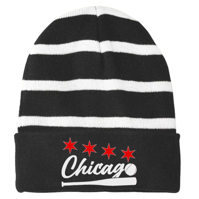 Baseball Chicago Lover Cute Chicago Baseball Bat American Striped Beanie with Solid Band