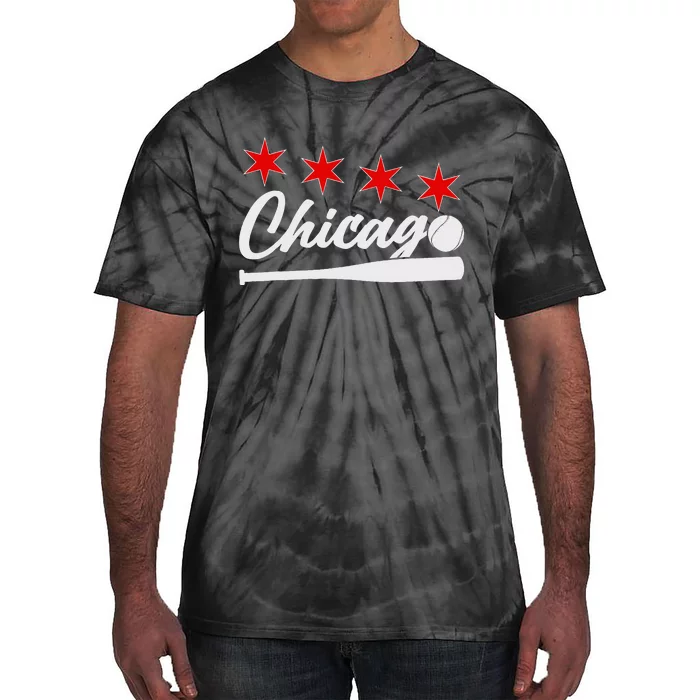 Baseball Chicago Lover Cute Chicago Baseball Bat American Tie-Dye T-Shirt