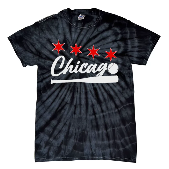 Baseball Chicago Lover Cute Chicago Baseball Bat American Tie-Dye T-Shirt