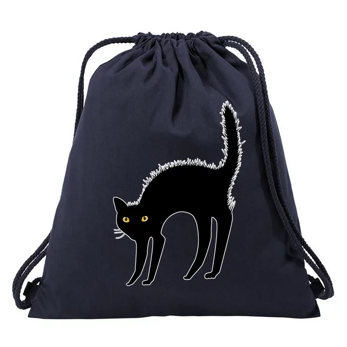 Black Cat Lover Gift Drawstring Bag