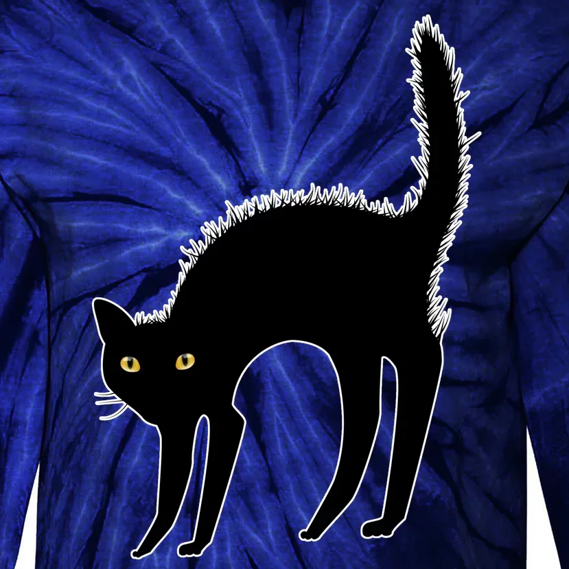 Black Cat Lover Gift Tie-Dye Long Sleeve Shirt