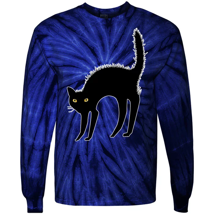 Black Cat Lover Gift Tie-Dye Long Sleeve Shirt