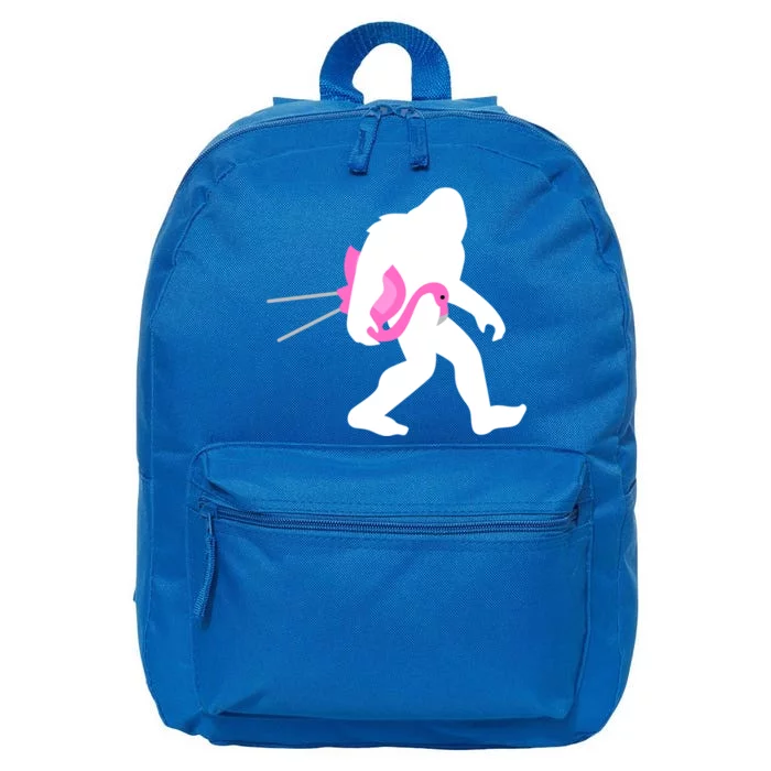 Bigfoot Carrying Lawn Flamingo Funny Sasquatch Gift 16 in Basic Backpack