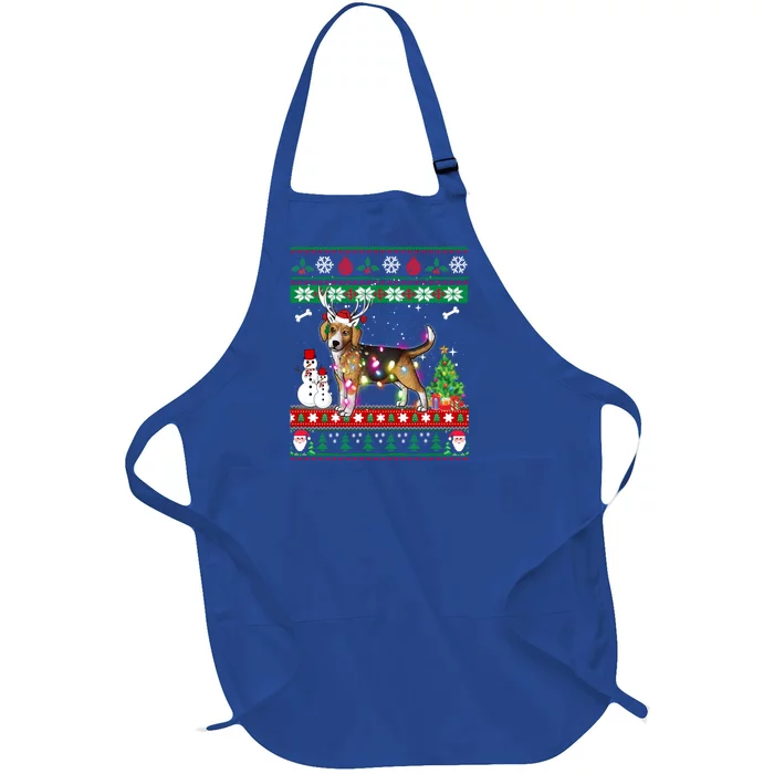 Beagle Christmas Lights Funny Xmas Dog Funny Gift Full-Length Apron With Pocket