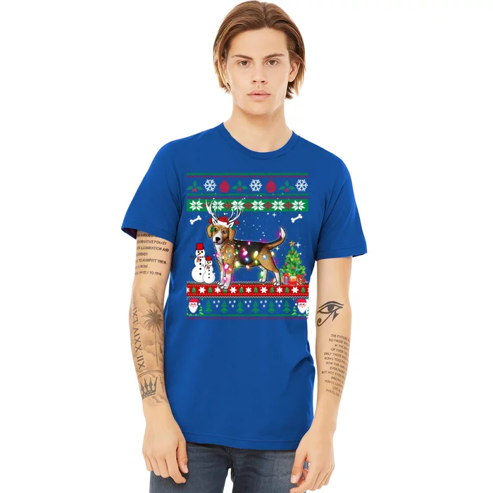 Beagle Christmas Lights Funny Xmas Dog Funny Gift Premium T-Shirt