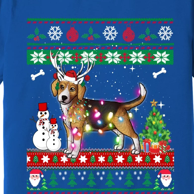 Beagle Christmas Lights Funny Xmas Dog Funny Gift Premium T-Shirt