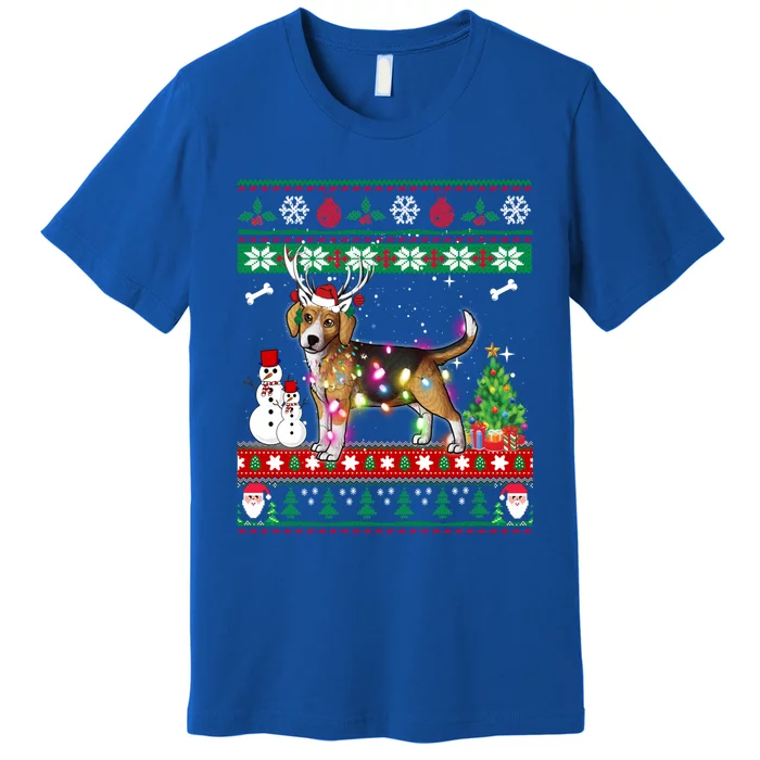 Beagle Christmas Lights Funny Xmas Dog Funny Gift Premium T-Shirt