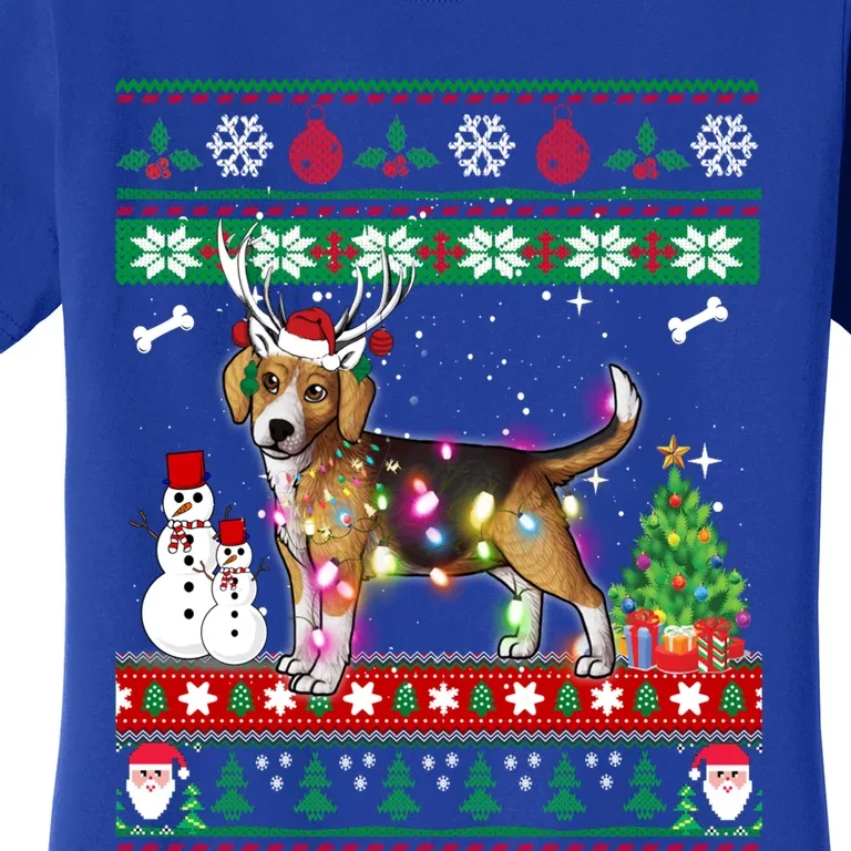 Beagle Christmas Lights Funny Xmas Dog Funny Gift Women's T-Shirt