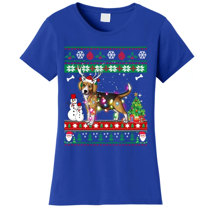 Beagle Christmas Lights Funny Xmas Dog Funny Gift Women's T-Shirt